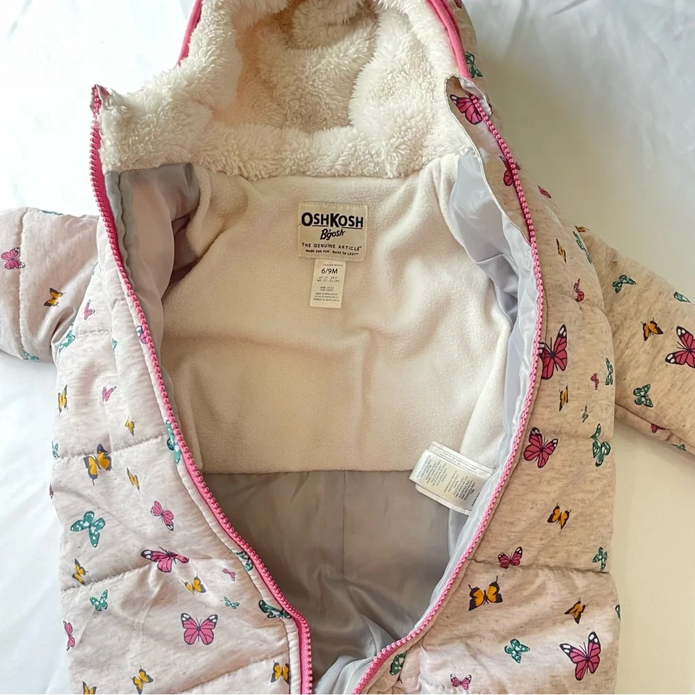 Oshkosh Bunting Snowsuit Size 6-9 months Muliticolor Butterflies
